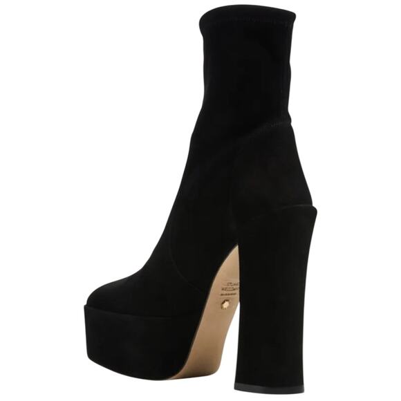Stuart Weitzman Skyhigh 145 Platform Booties US 10 Black Stretch Suede NWOB - Picture 2 of 11
